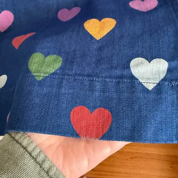 DANGERFIELD | Skipped a Beat Multicolor Heart Print Wide Leg Jeans | Size 8 - Picture 5 of 7